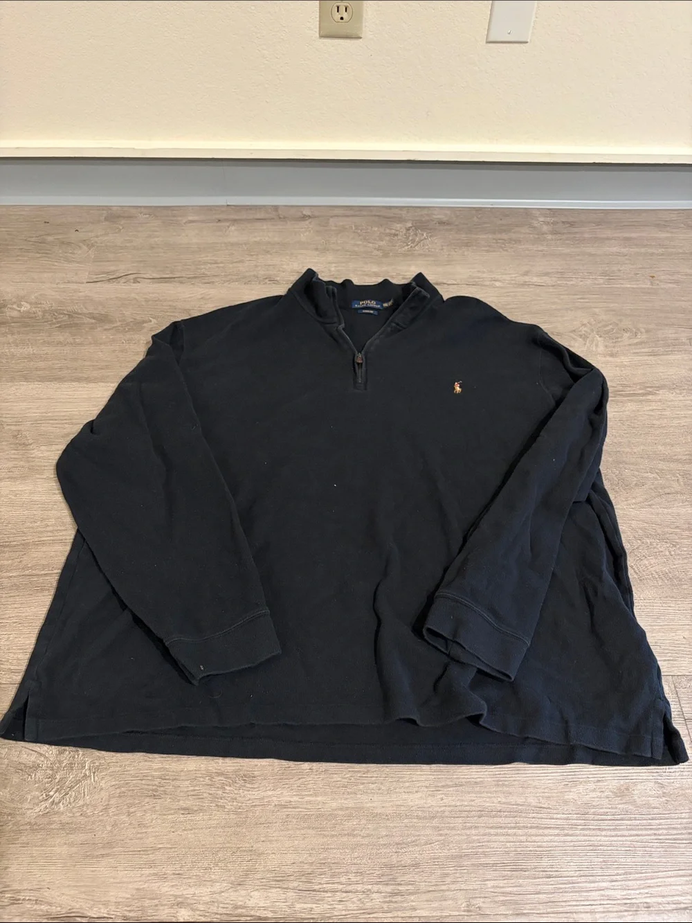 Polo by Ralph Lauren Black Ribbed Quarter-Zip Pullover